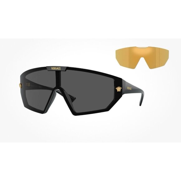 Versace VE4461 GB1/87 Sunglasses Black/Grey 47mm w/Extra Interchangeable Lenses - Picture 1 of 9